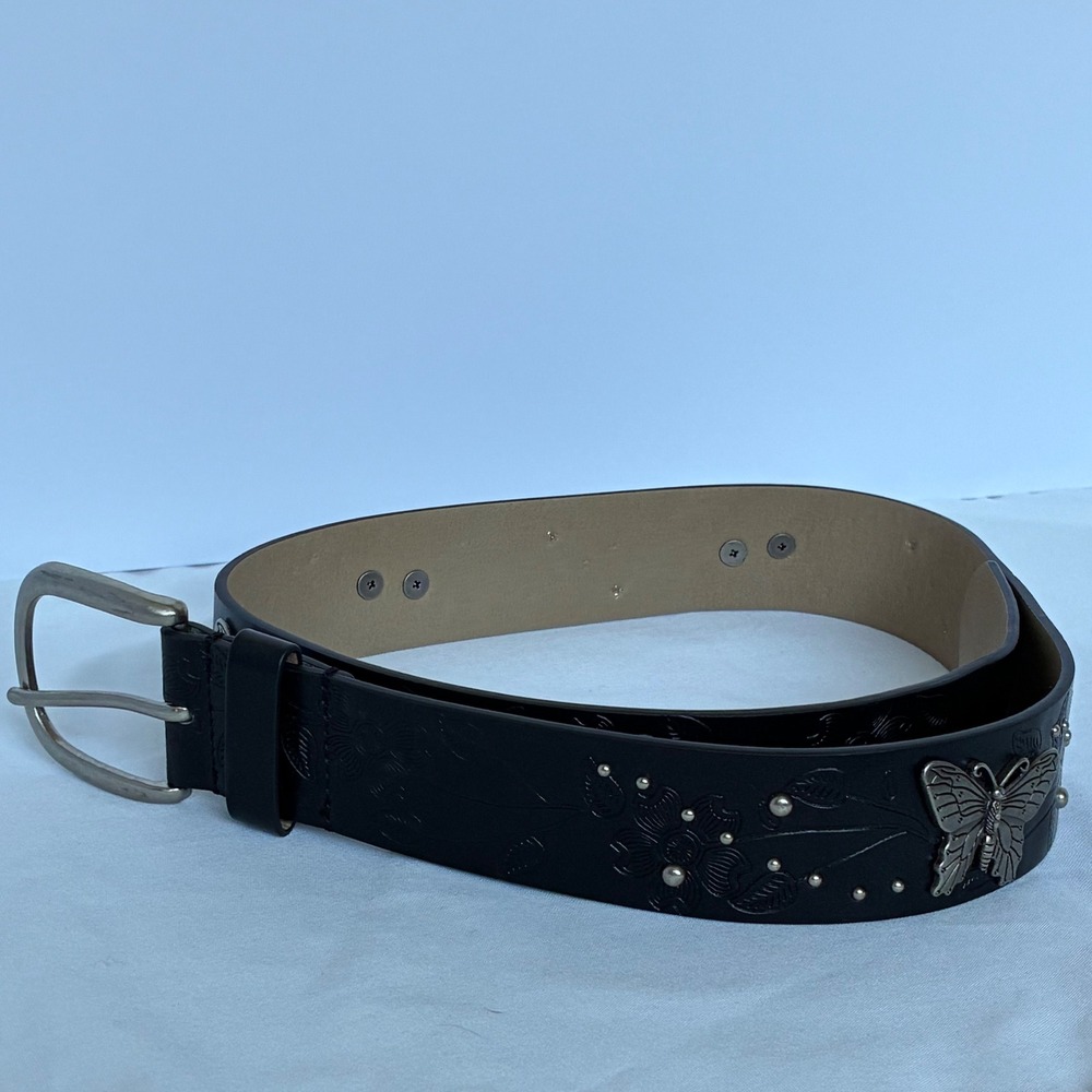 Butterfly Belt S Floral Embossed Studded Boho Cowgirl Whimsigoth Y2K Festival - Picture 2 of 4